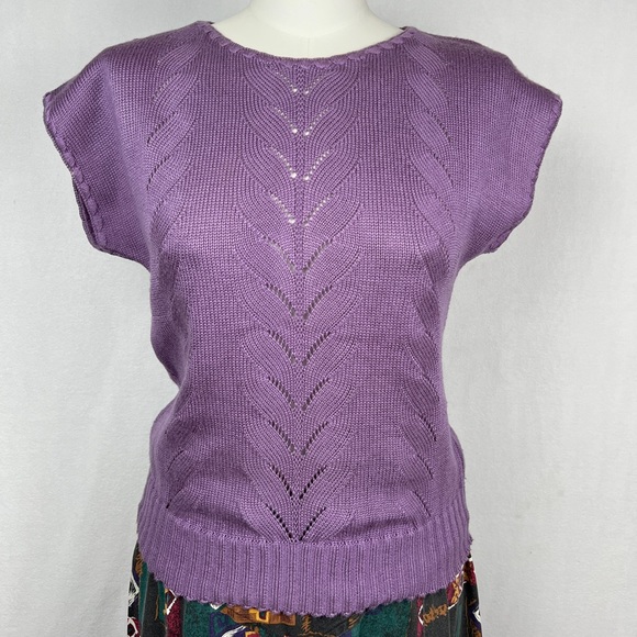 80s Purple Short Sleeve Knit Top - Picture 7 of 15